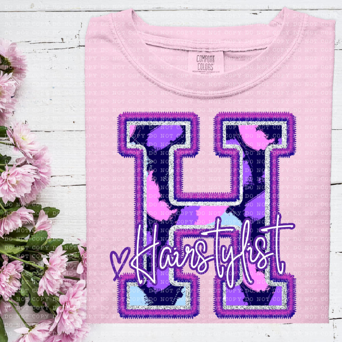 H hairstyle purple brushstrokes (ECHT) 94003 DTF transfer