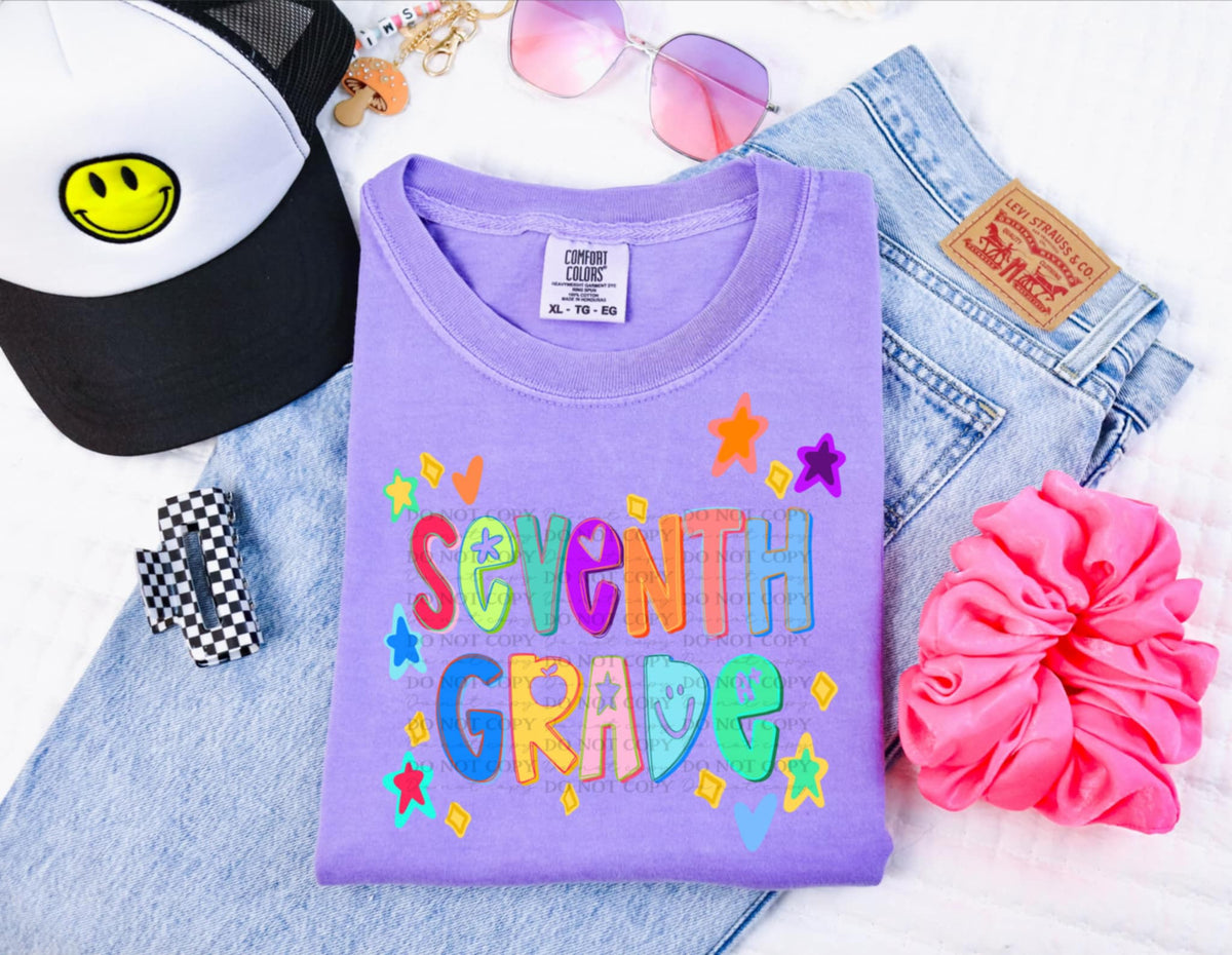 Seventh grade colorful stars 107615 DTF transfer