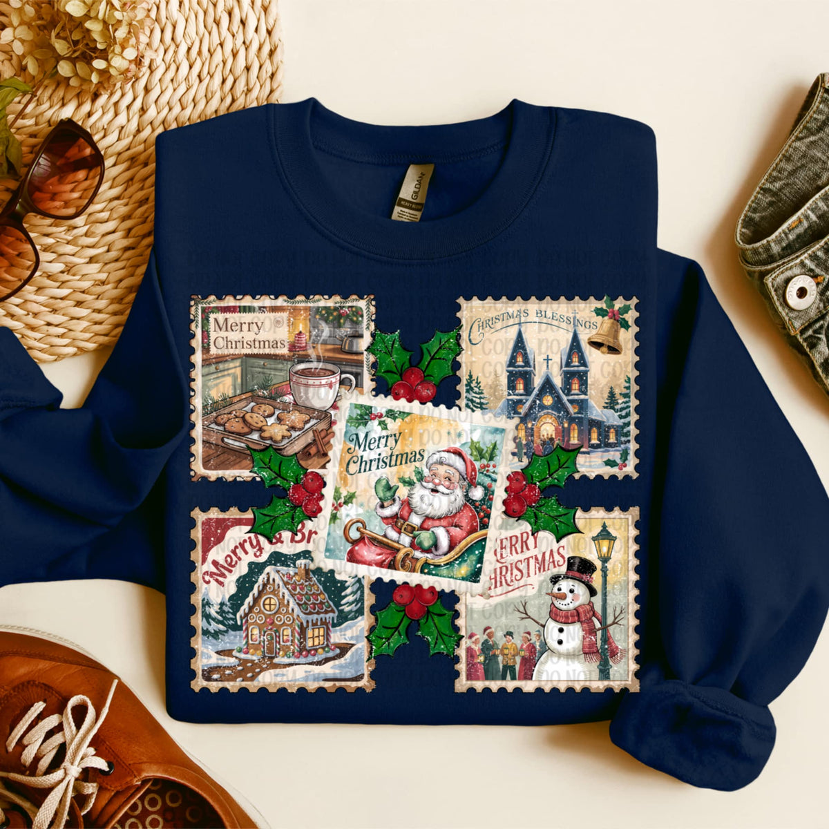 Five Christmas Stamps (VP) DTF transfer