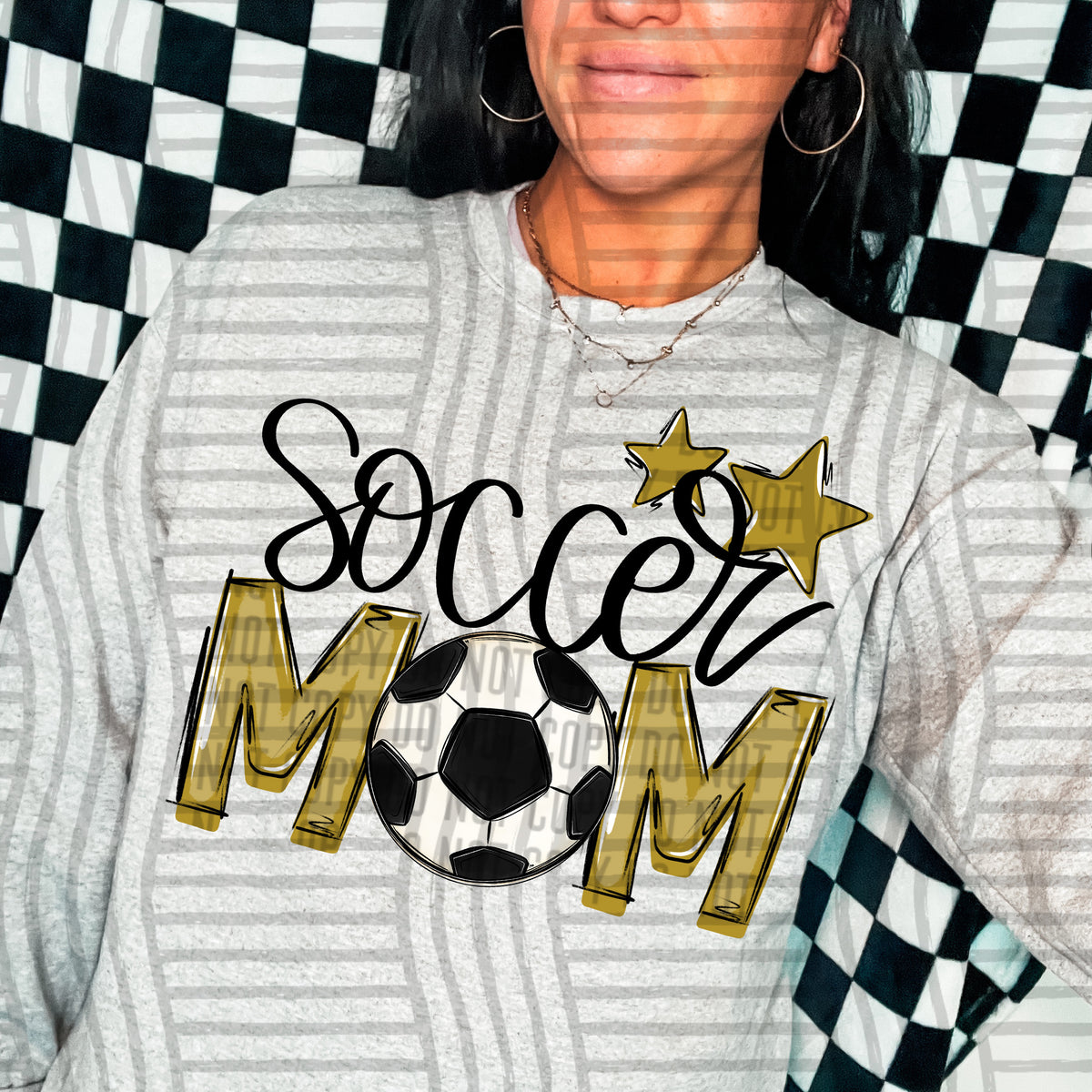 soccer mom grey gold stars (caplinger) DTF transfer (Copy)