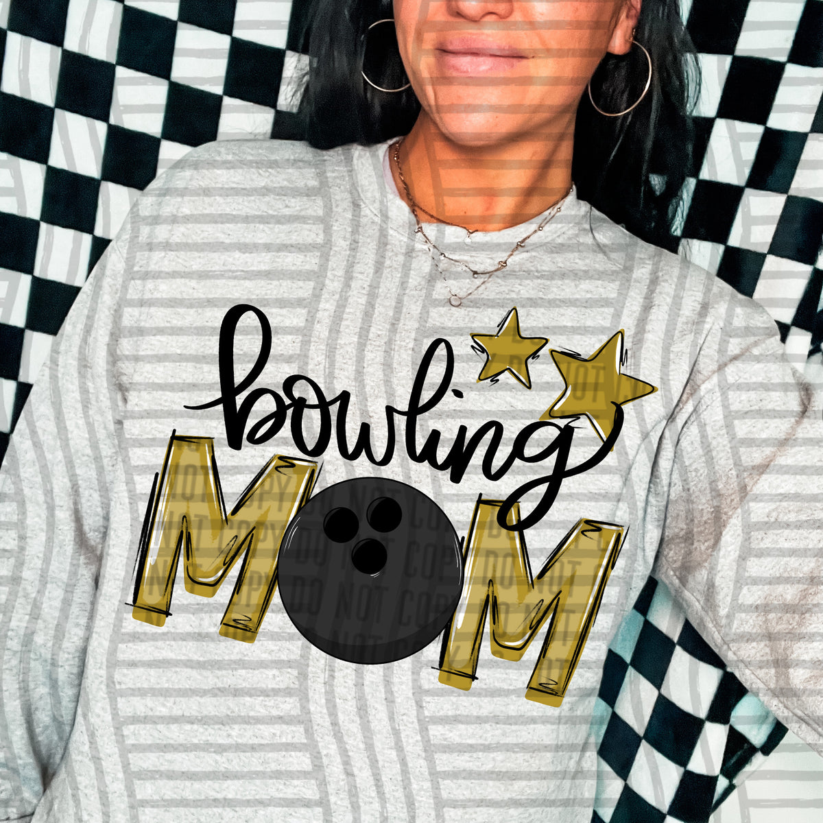 bowling mom gold stars (Caplinger) DTF transfer