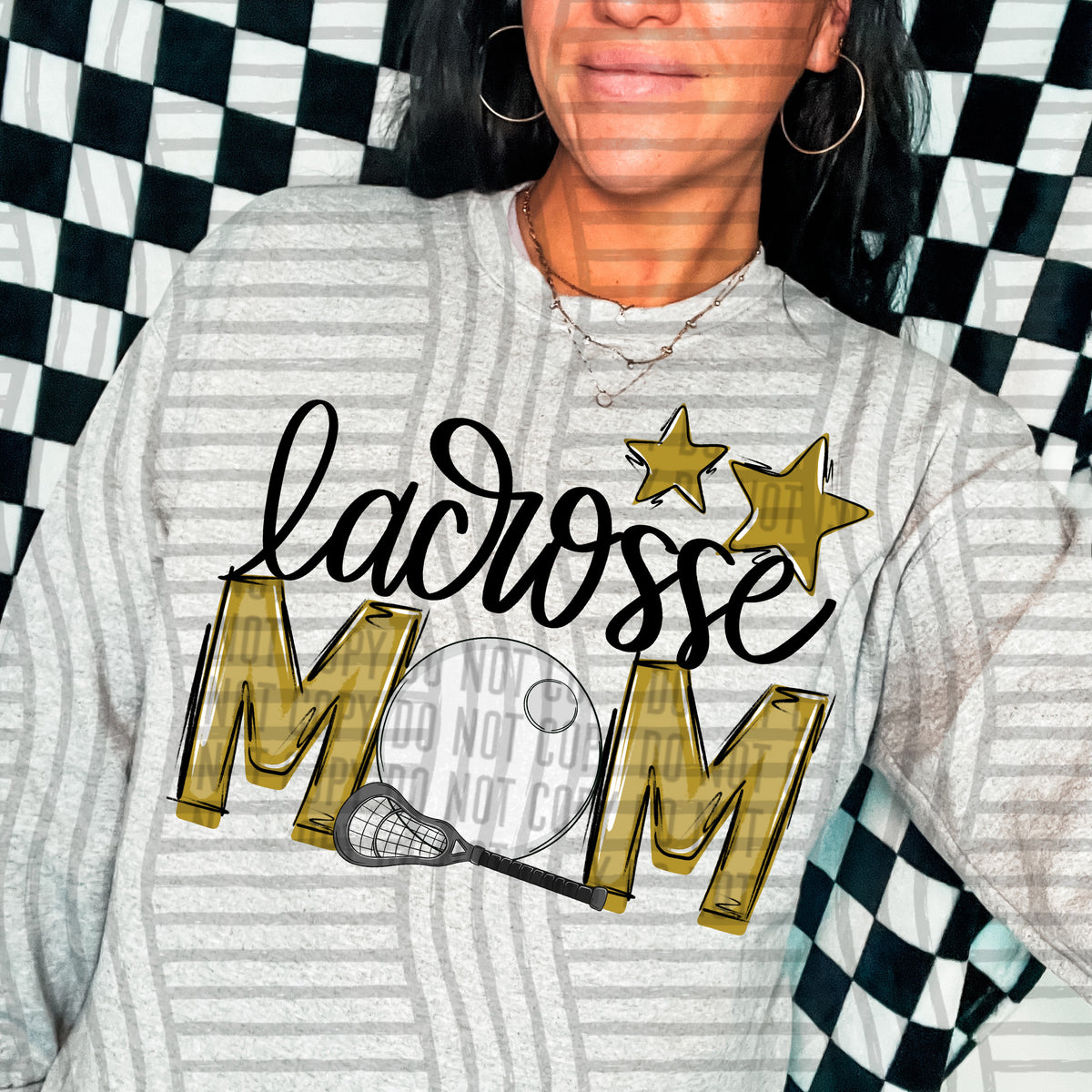 lacrosse mom gold stars (Caplinger) DTF transfer