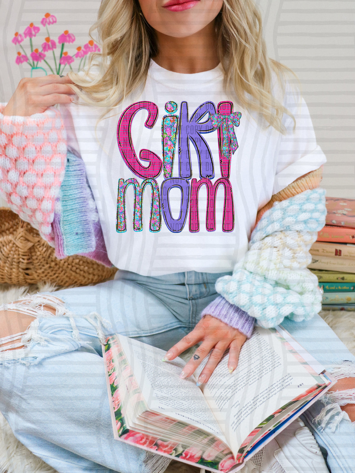 girl mom pastel colors (Caplinger) DTF Transfer