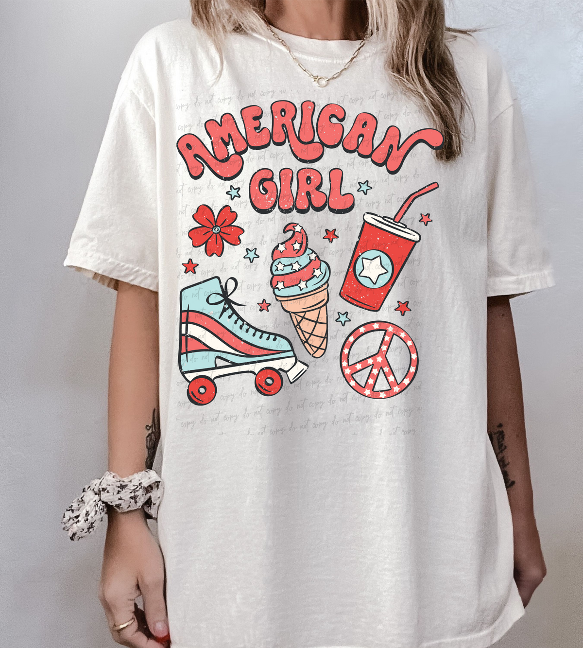 American girl skate ice cream drink peace 28870 DTF Transfer