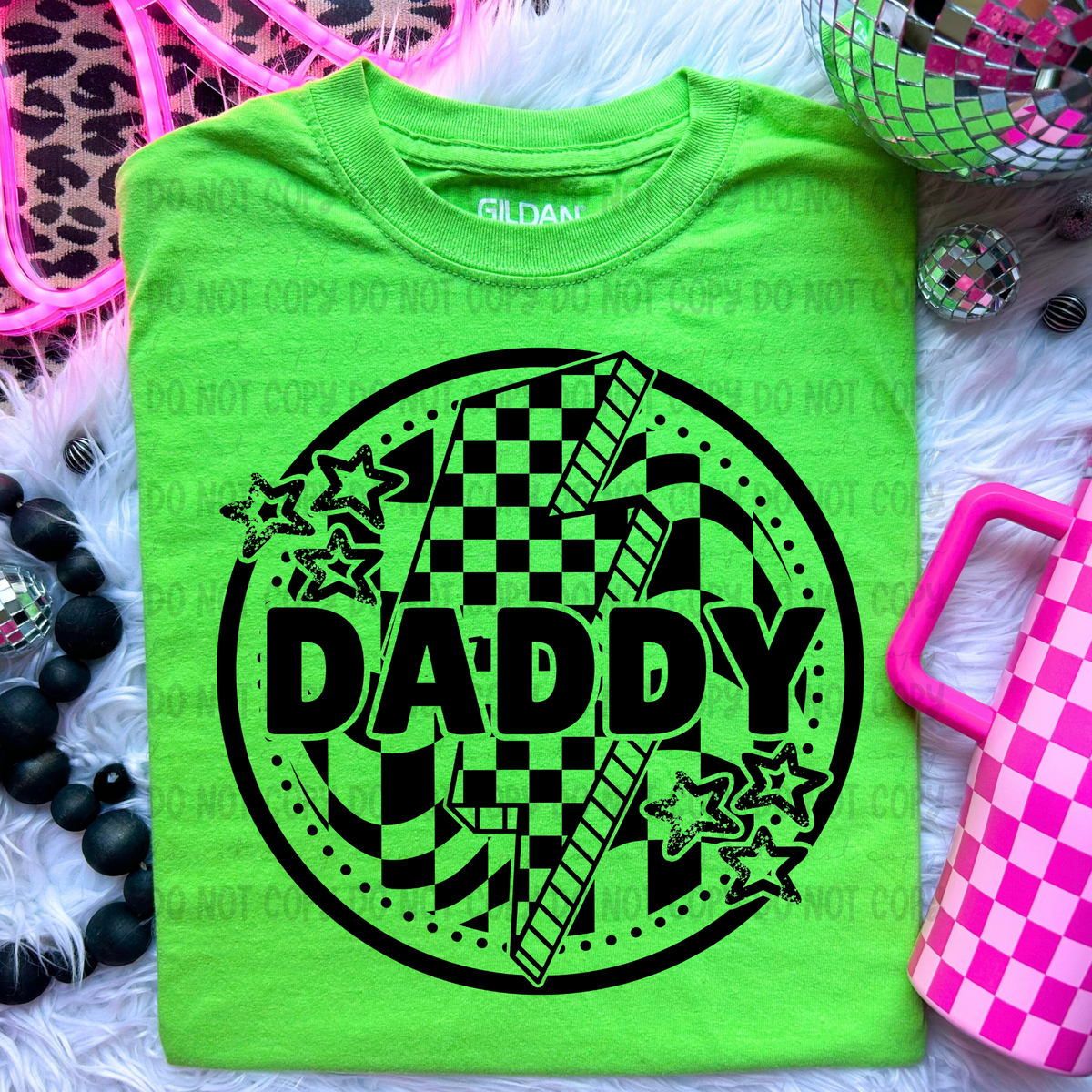 Daddy Black Checkered Bolt (REVEL) DTF transfer