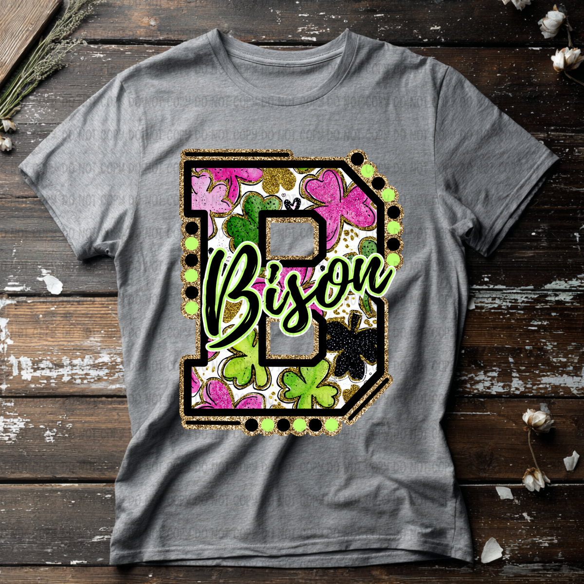 Bison letter St. Patrick's Day PINK (Revel) DTF Transfer