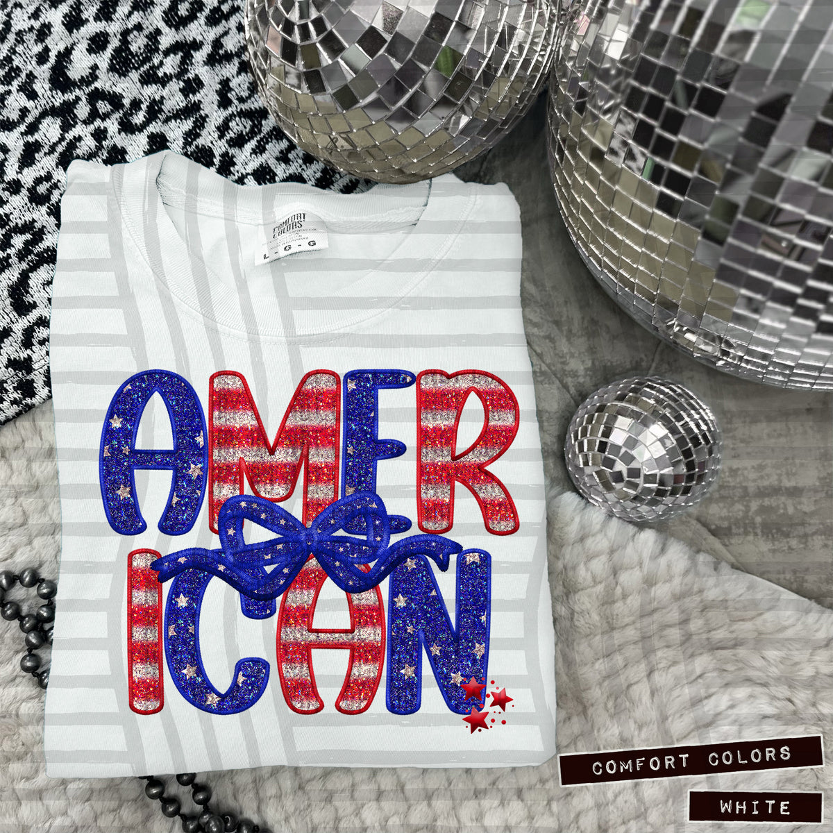 American blue bow MIDDLE (Caplinger) 102778 DTF transfer