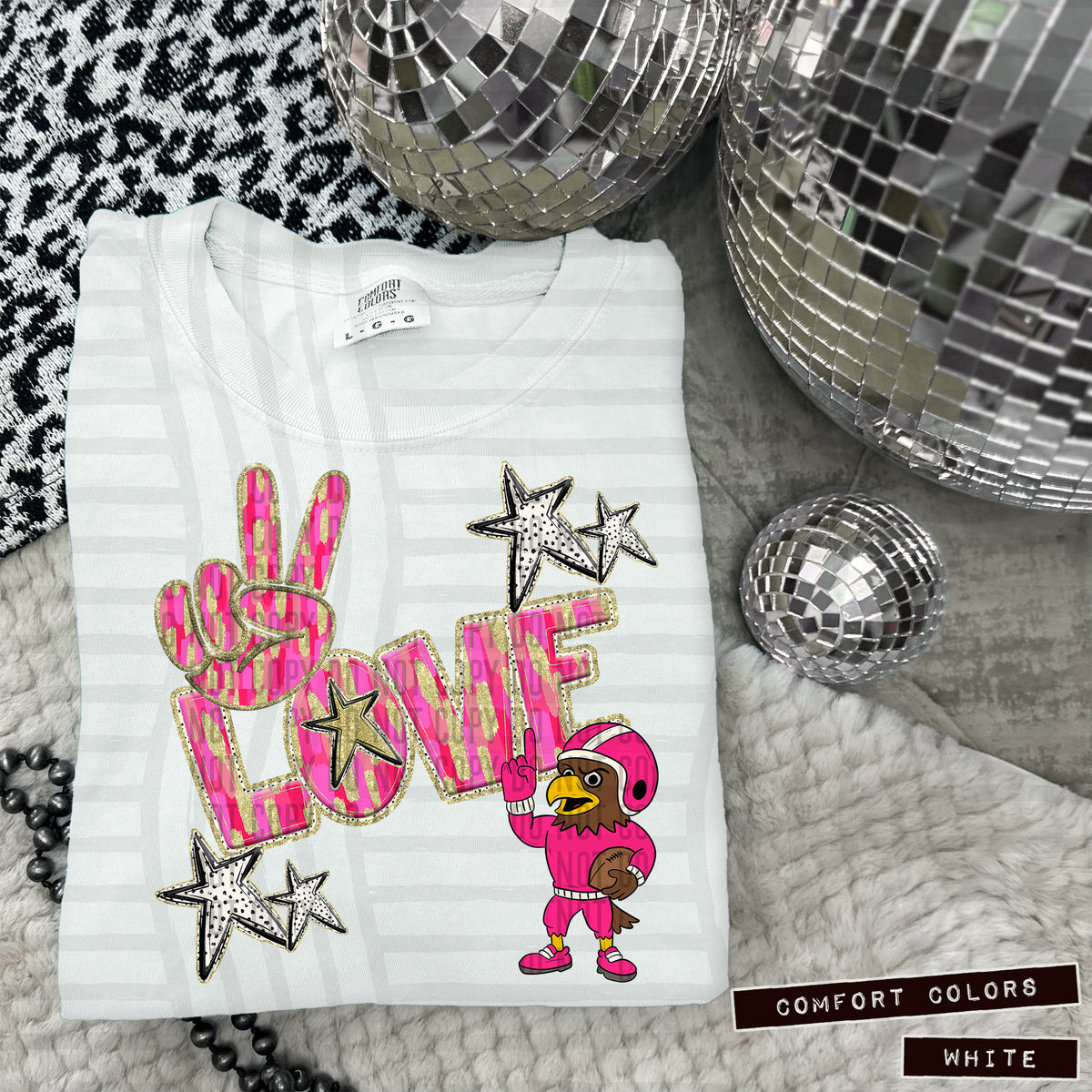 Pink Peace Love HAWK (Caplinger) 101870 DTF transfer