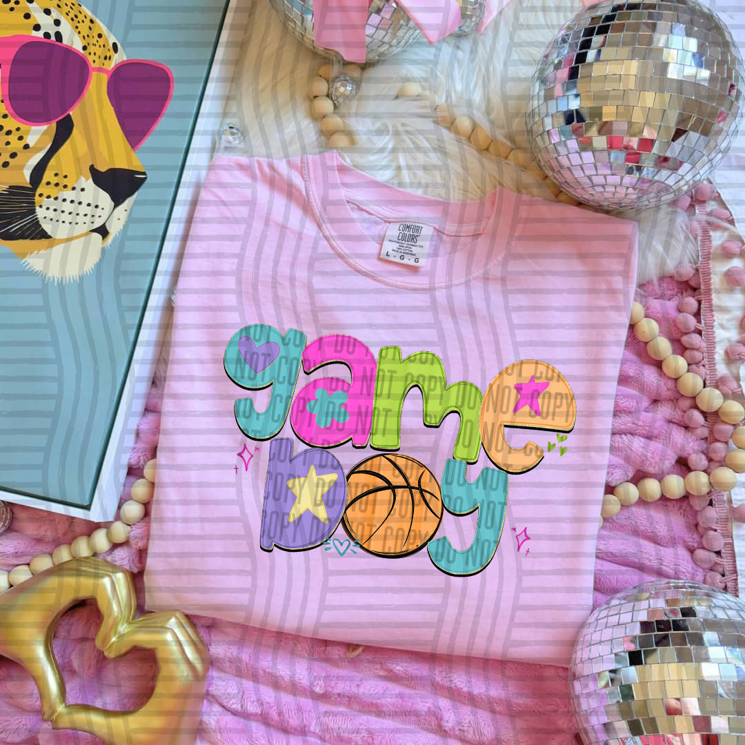 Game day basketball (teal,pink,green) (Caplinger) DTF Transfer