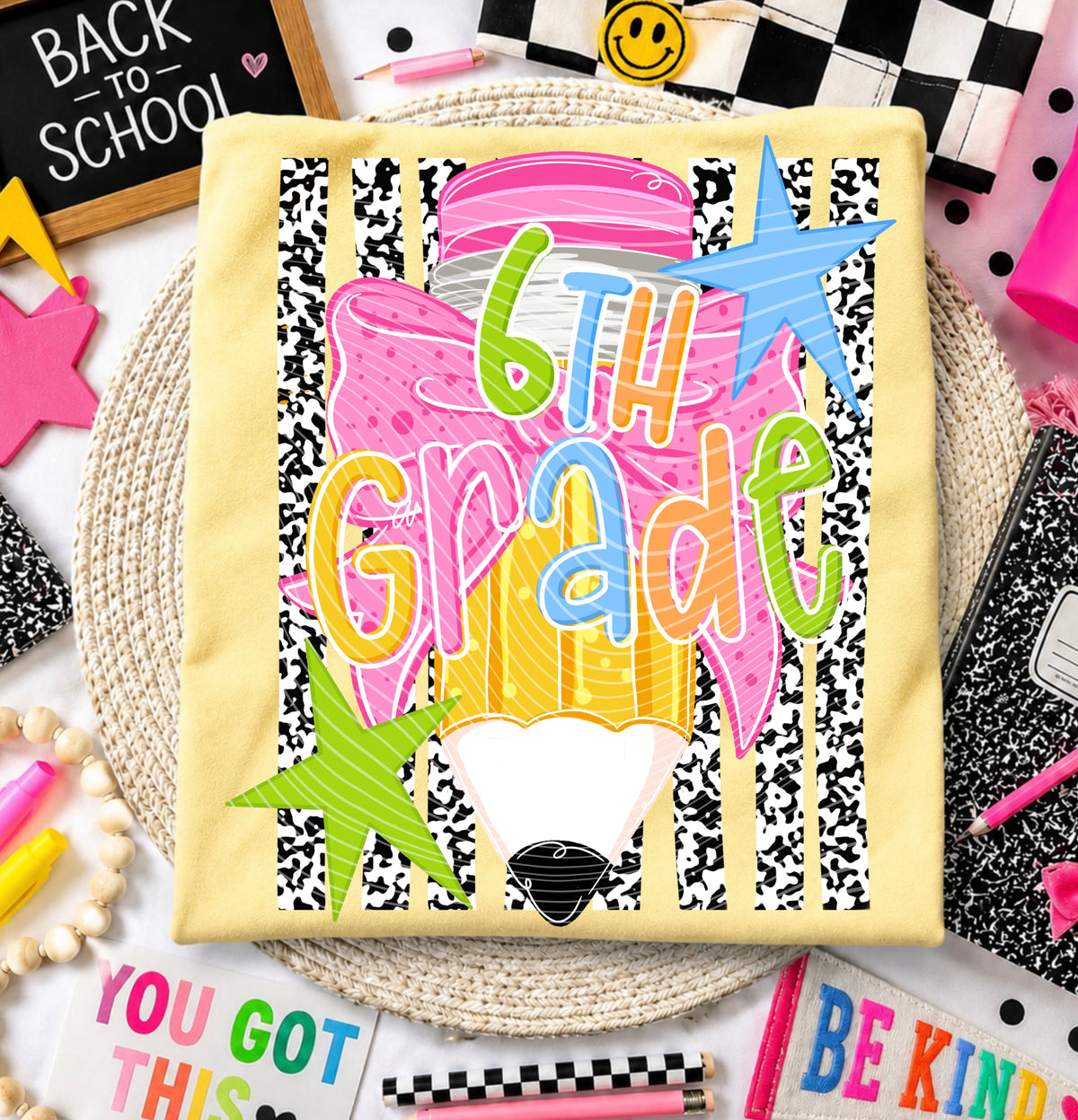 6th grade composition book stripes (AG) DTF Transfer