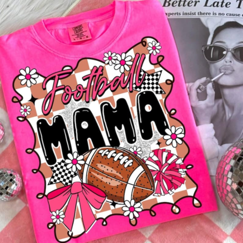 Football Mama Pink Frame DTF transfers