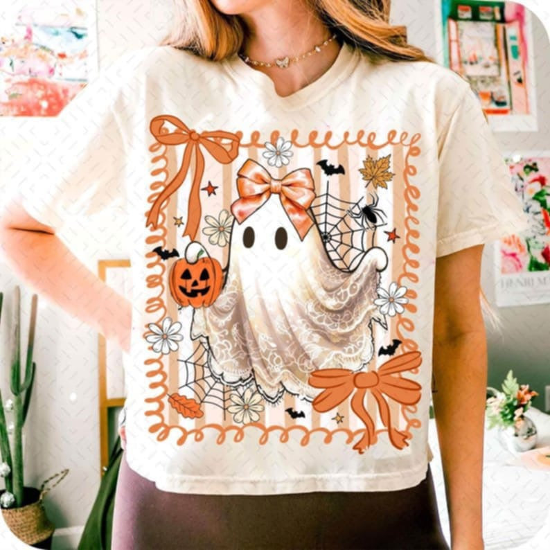 Halloween Ghost with bows 107757 DTF transfer