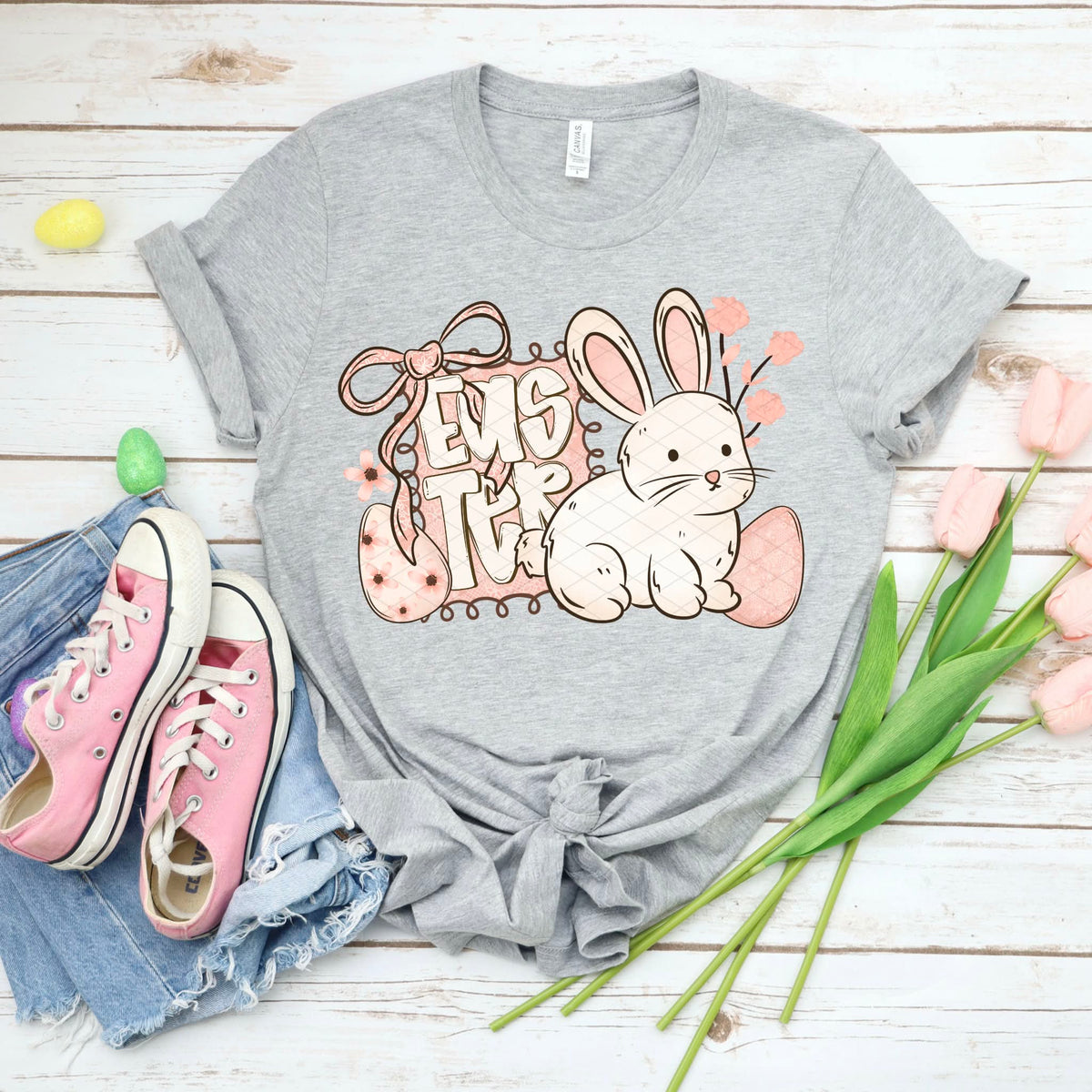 Easter pink frame and bunny (SDD) DTF Transfer