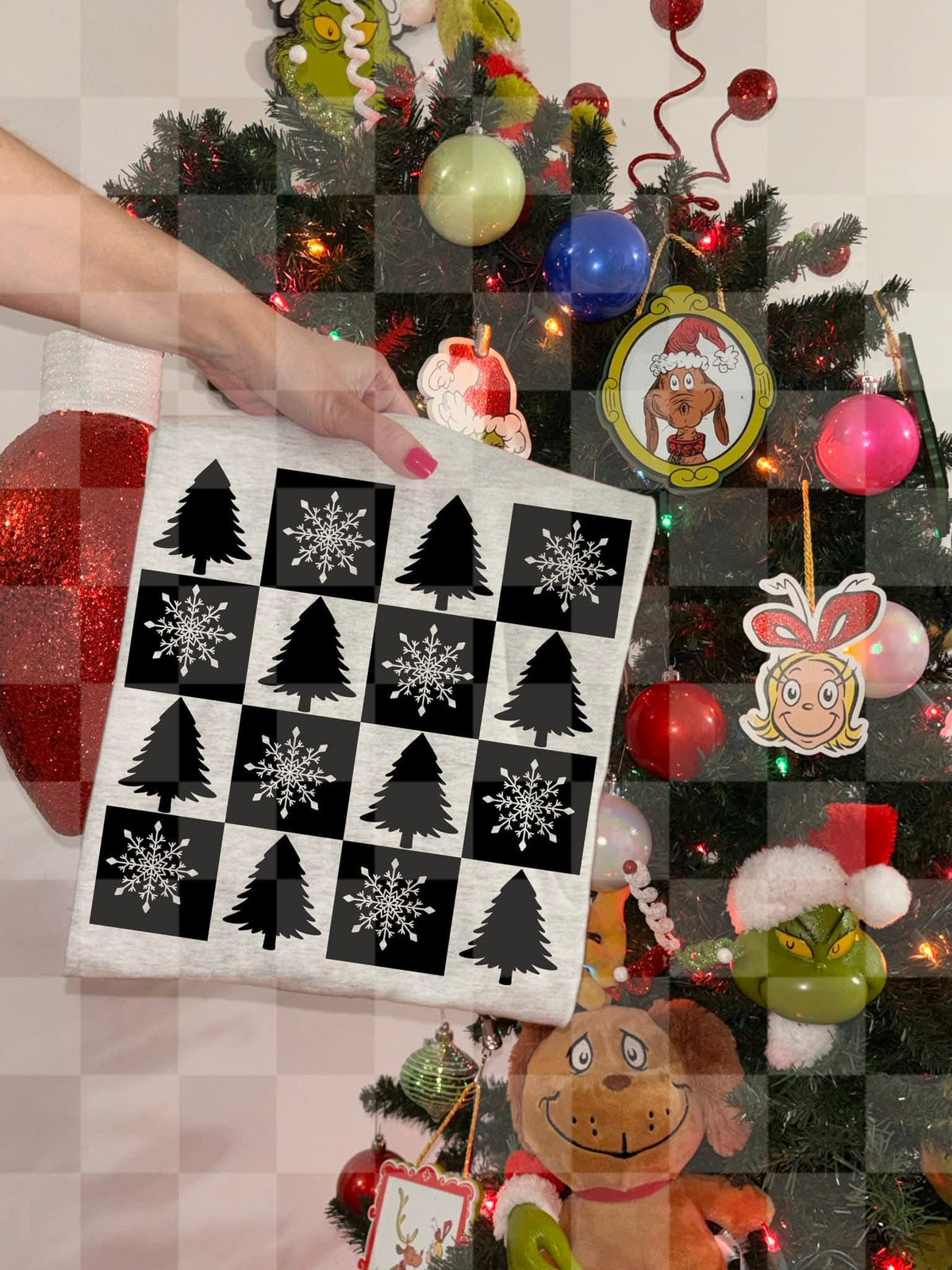 Checker trees BLACK (unhinged) DTF transfer