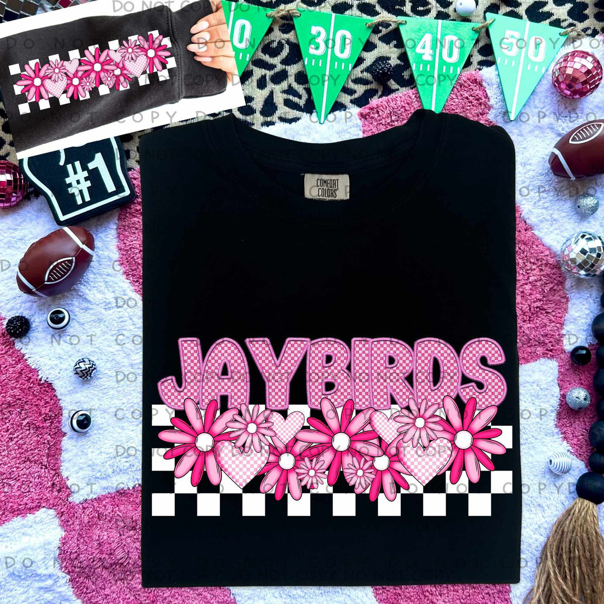 Jaybirds pink checkered (caplinger) 77851 DTF transfer