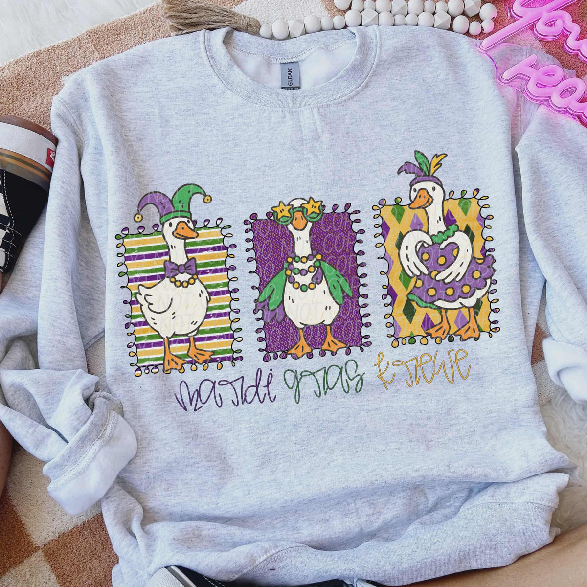 Mardi Gras Krewe (purple and gold words) three frames (city) DTF Transfer