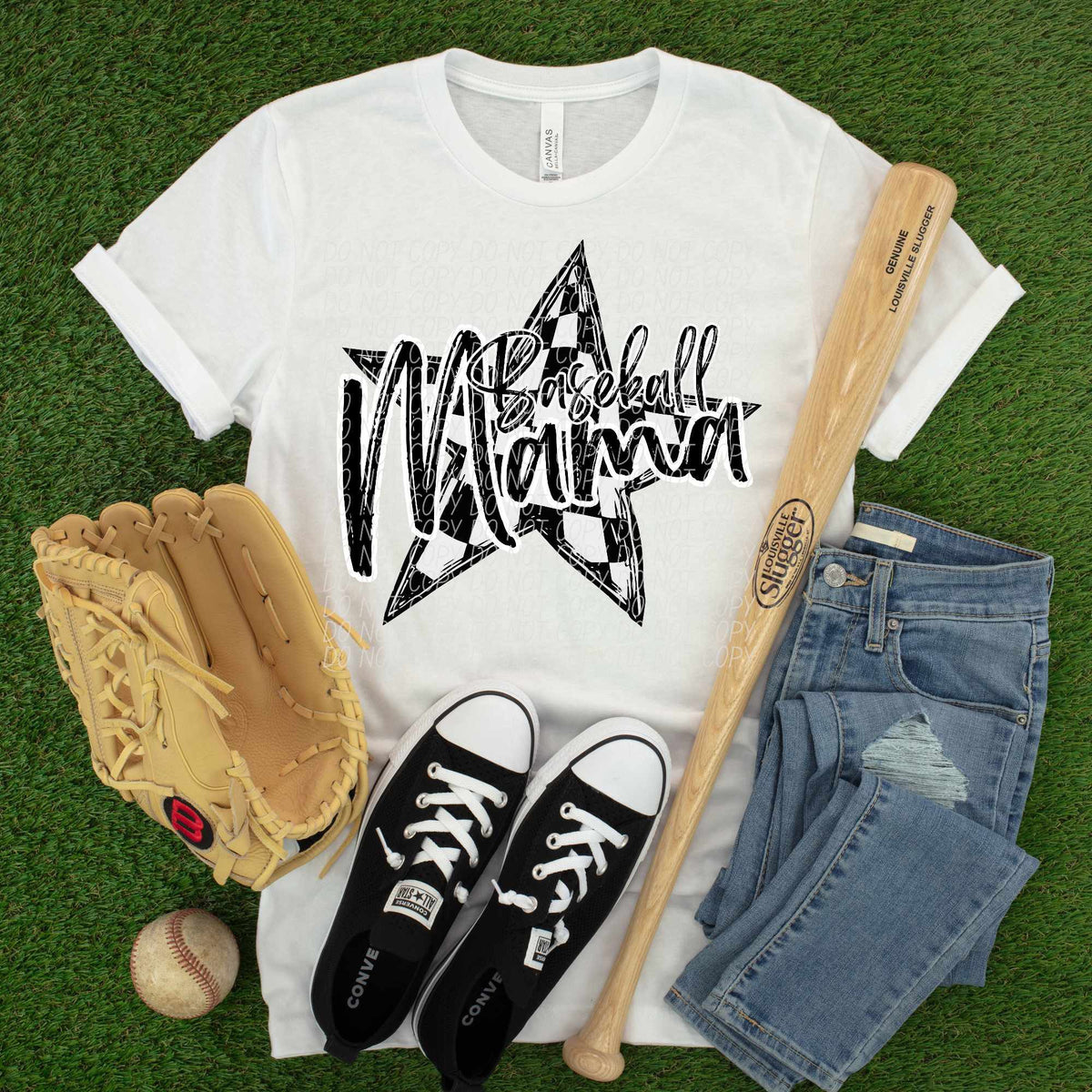 Baseball mama star black font (CITY) 84971 DTF transfer