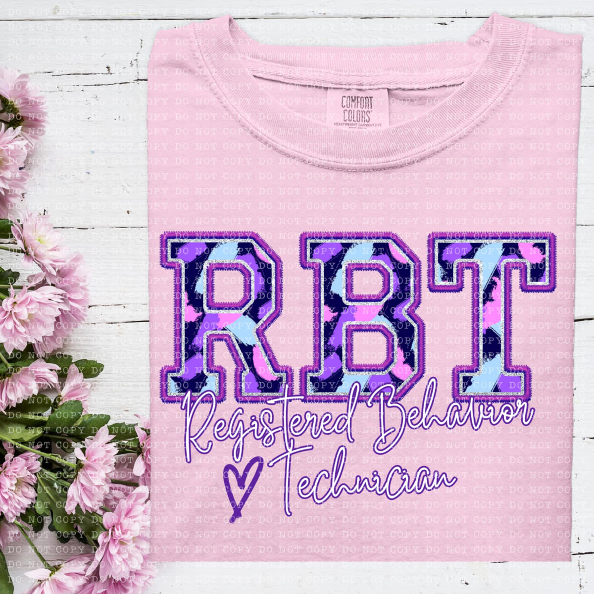 RBT registered behavior technician purple brushstrokes (ECHT) 93977 DTF transfer