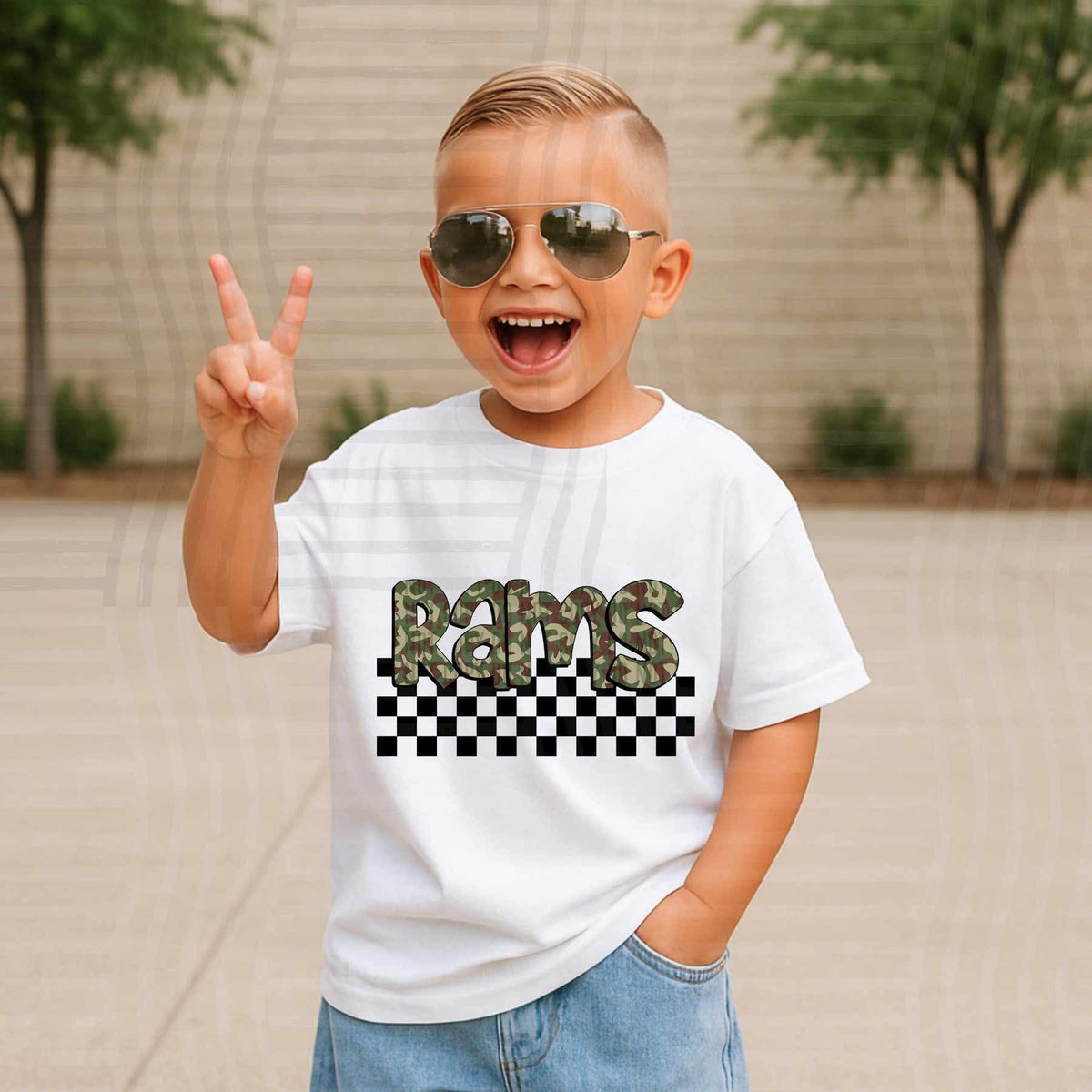 Rams Camo checkered mascots (Caplinger) DTF transfer