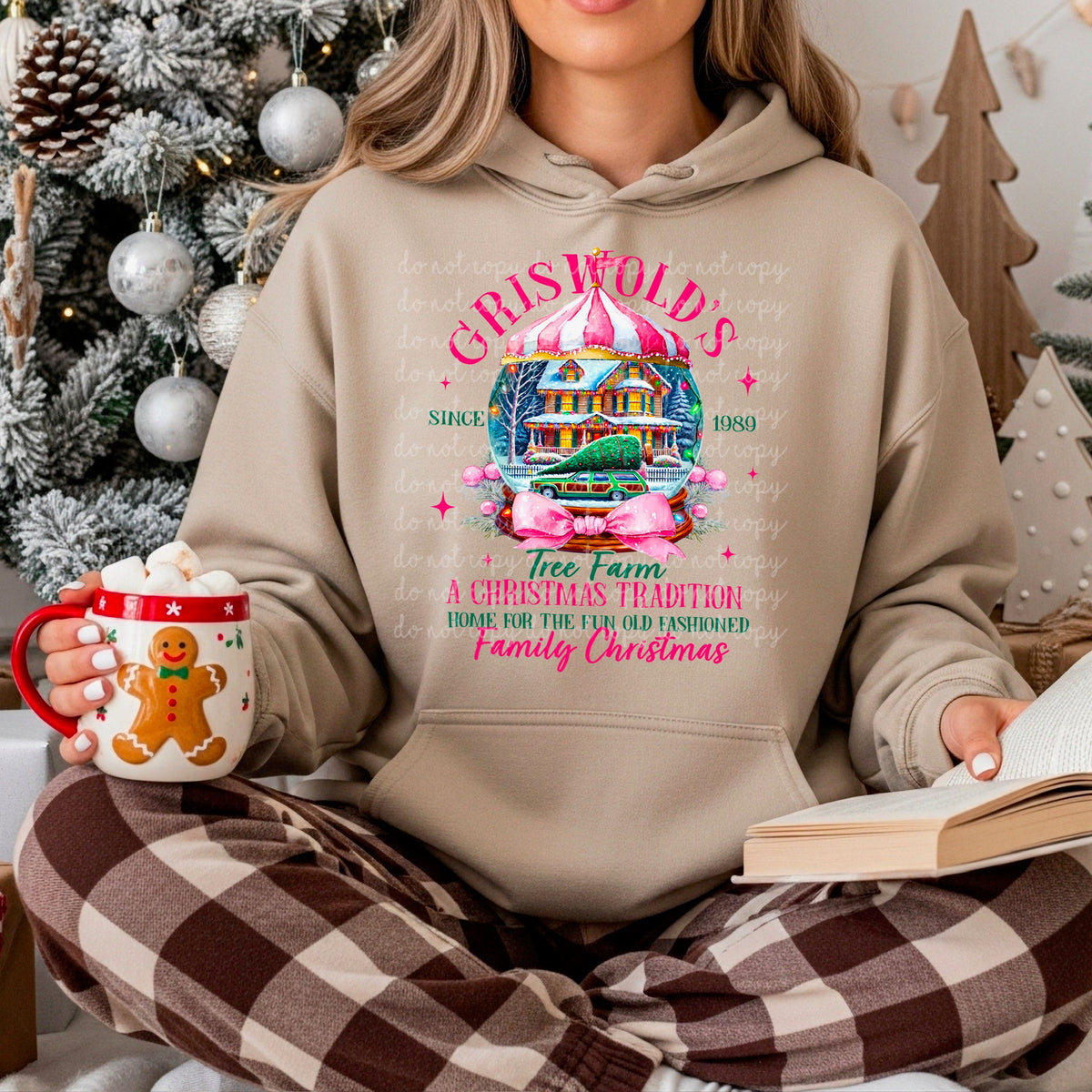 Gris Tree Farm snow globe DTF transfer