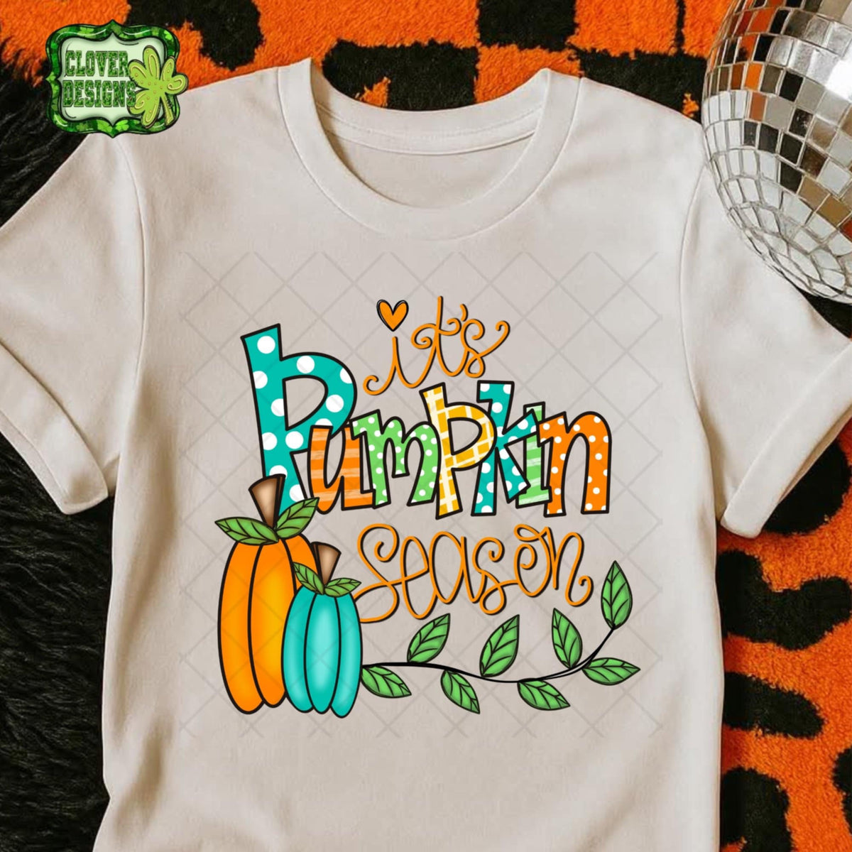 It’s pumpkin season teal and orange pumpkins 107953 DTF transfer