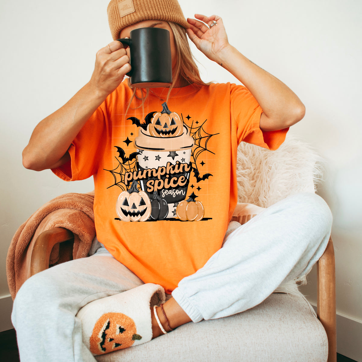 Pumpkin Spice Season jack o lantern coffee CSC DTF transfer