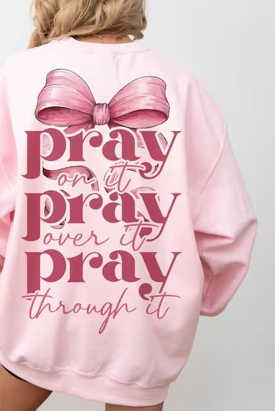 Pray on it pray over it pink bow 67627 DTF transfer