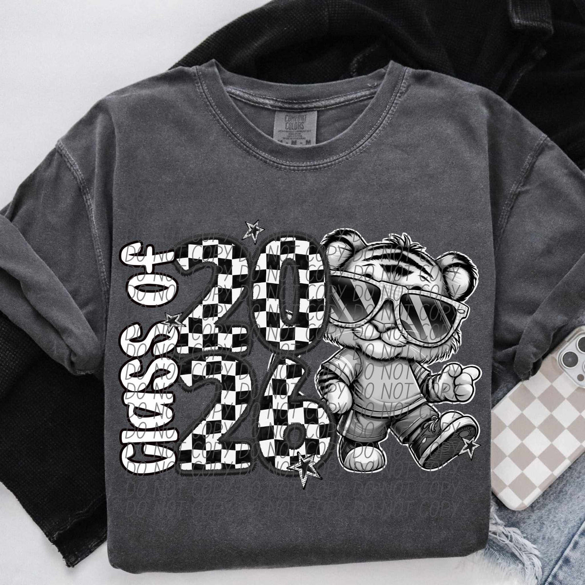 Class of 2026 checkered Tigers city DTF transfer