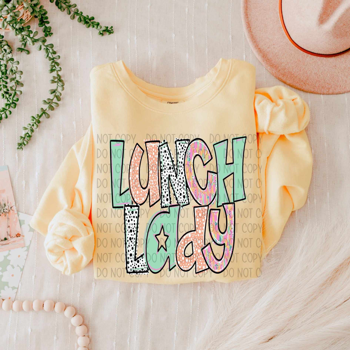 Lunch lady peach and green (SW) 58403 DTF transfer