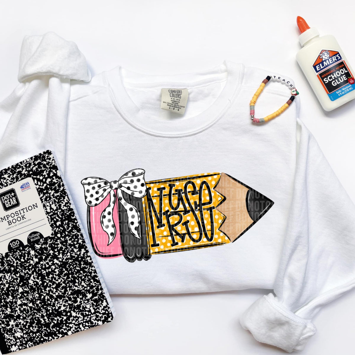 Nurse pencil with bow (SDD) 107436 DTF transfer