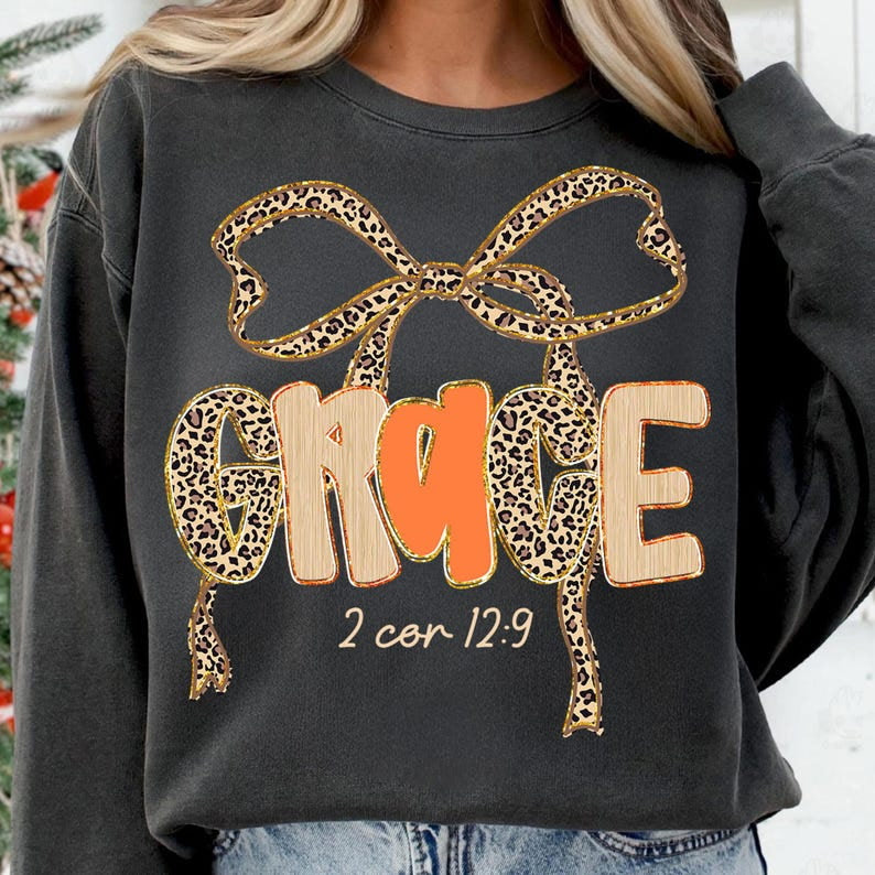 Grace Cheetah and orange bow DTF transfer