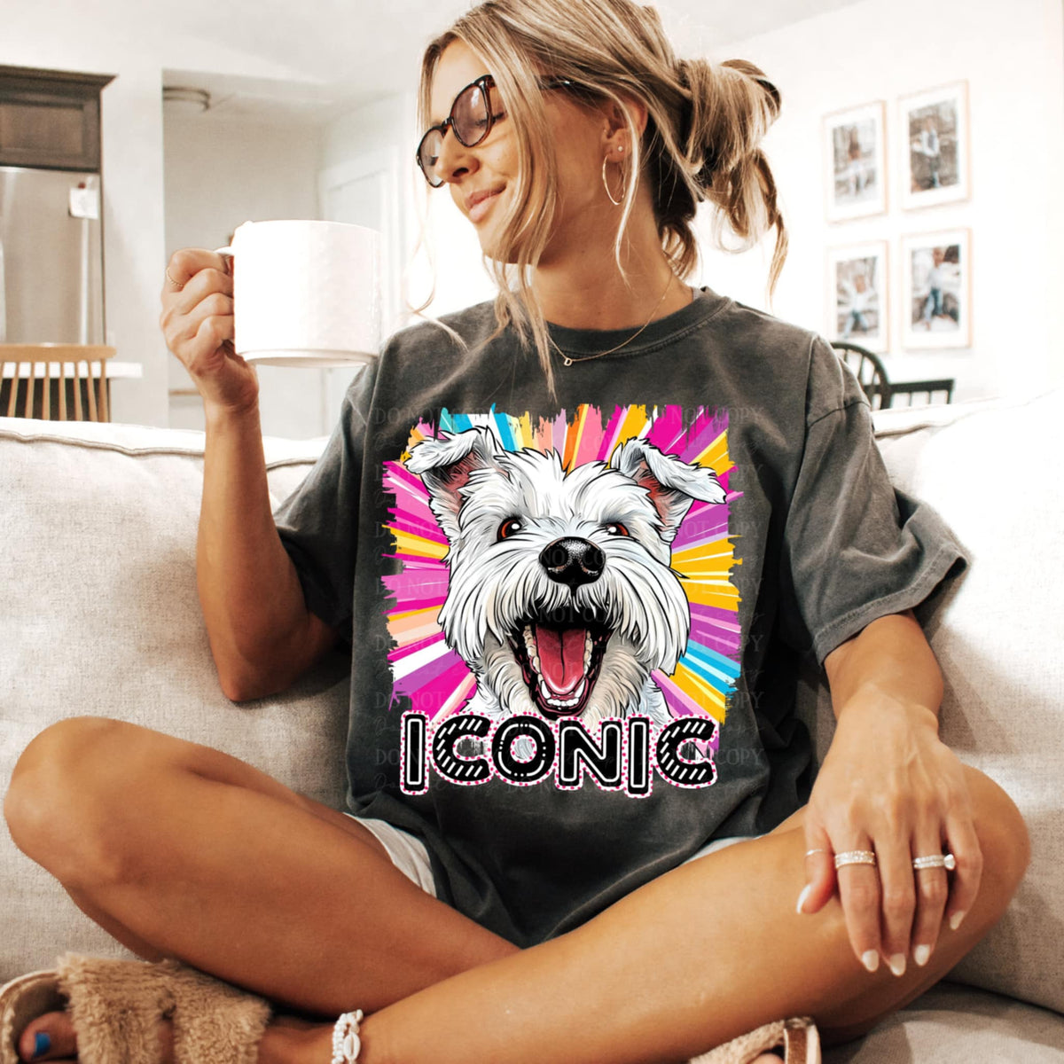 Iconic white schnauzer (TTD) 95920 DTF transfer