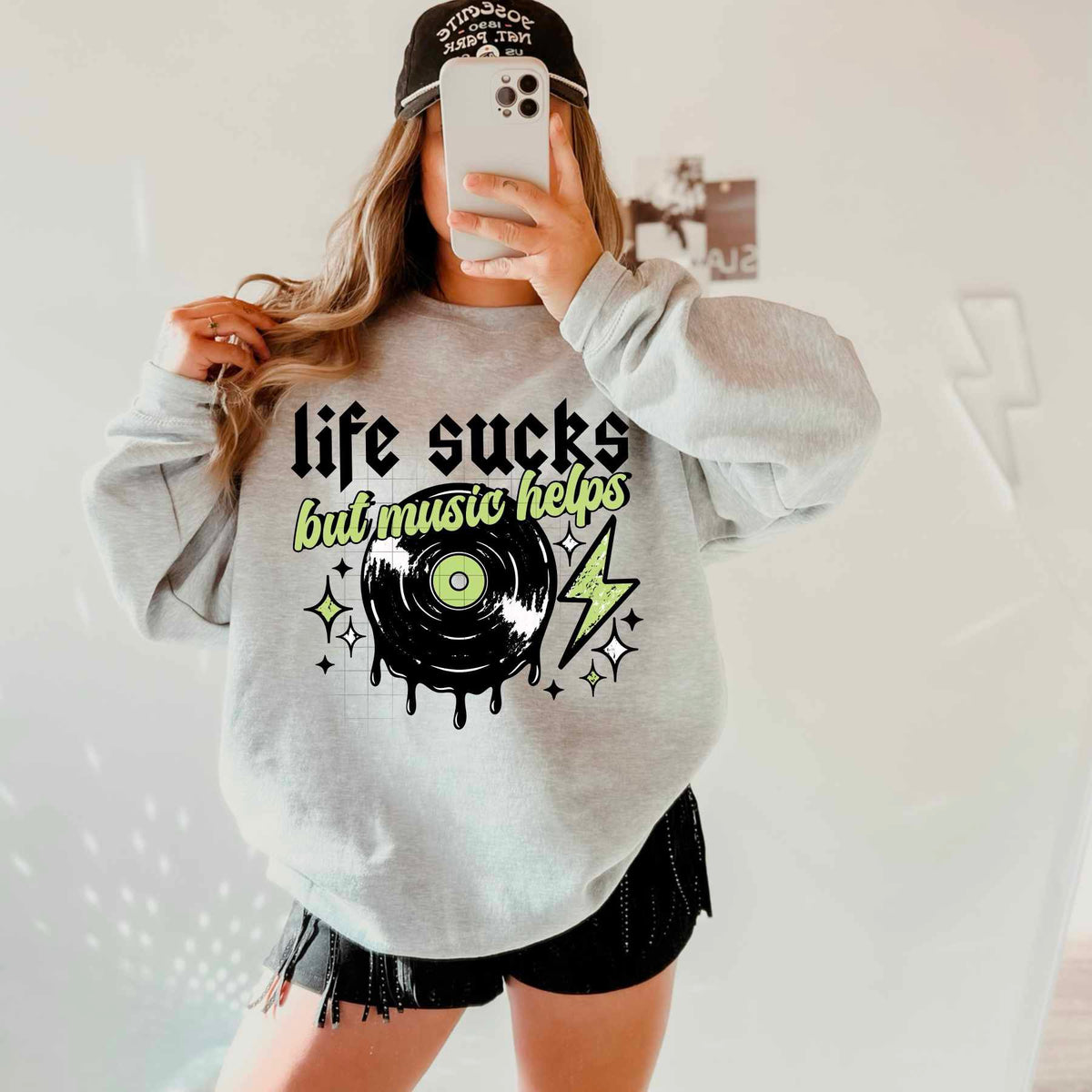 Life sucks but music helps BLACK (CSC) 84291 DTF transfer