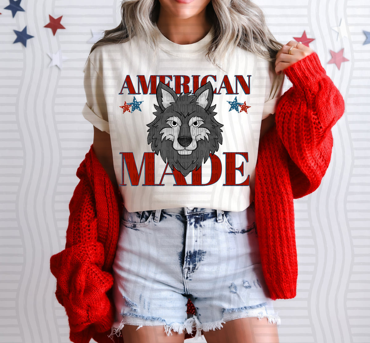 American made Wolves (grey)(Caplinger) DTF Transfer