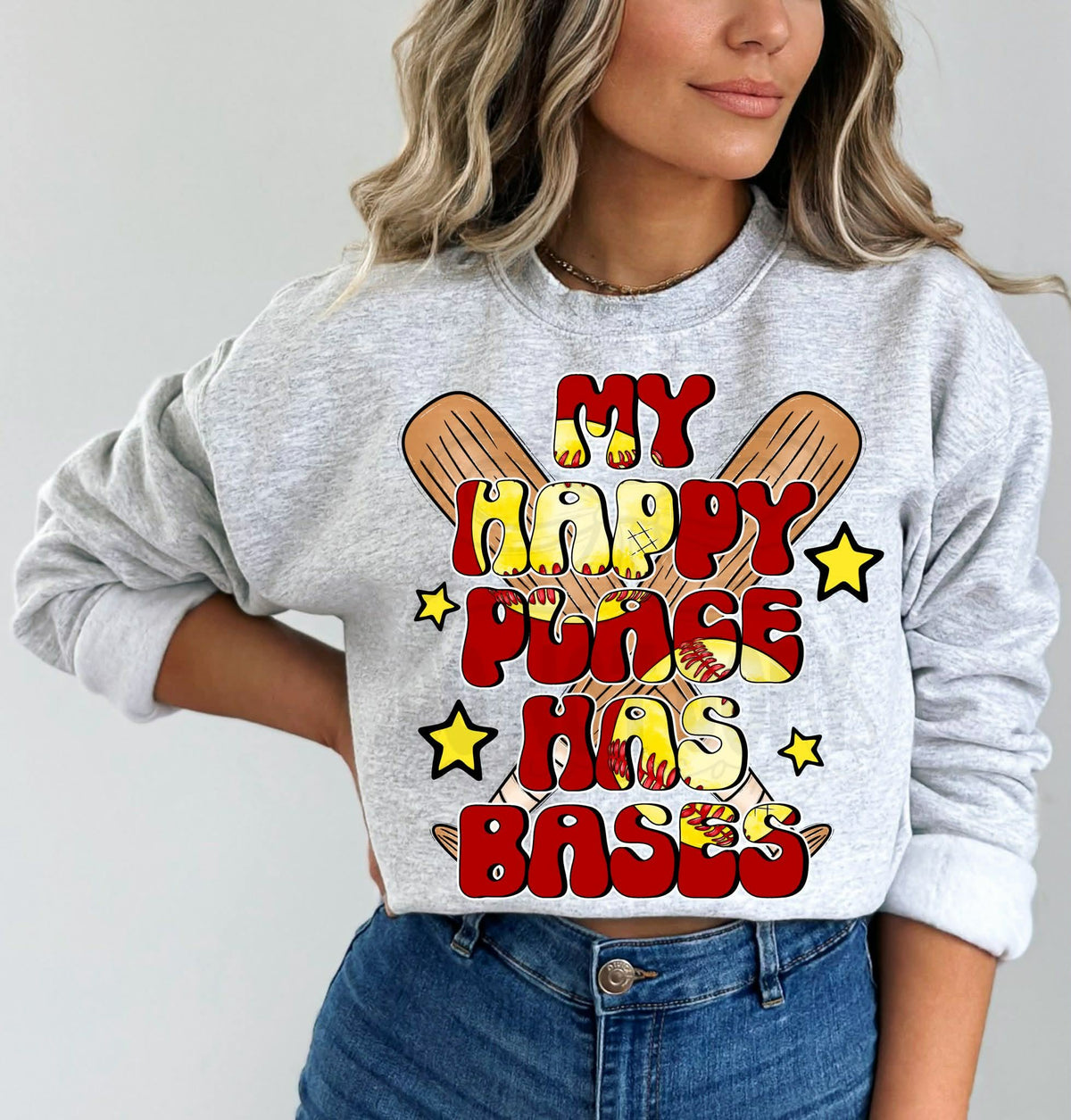 My happy place has bases softball (c’s) DTF Transfer