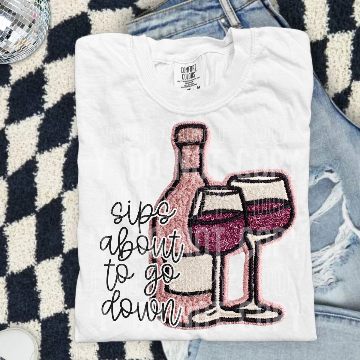 Sips about to go down wine (SBB) DTF Transfer