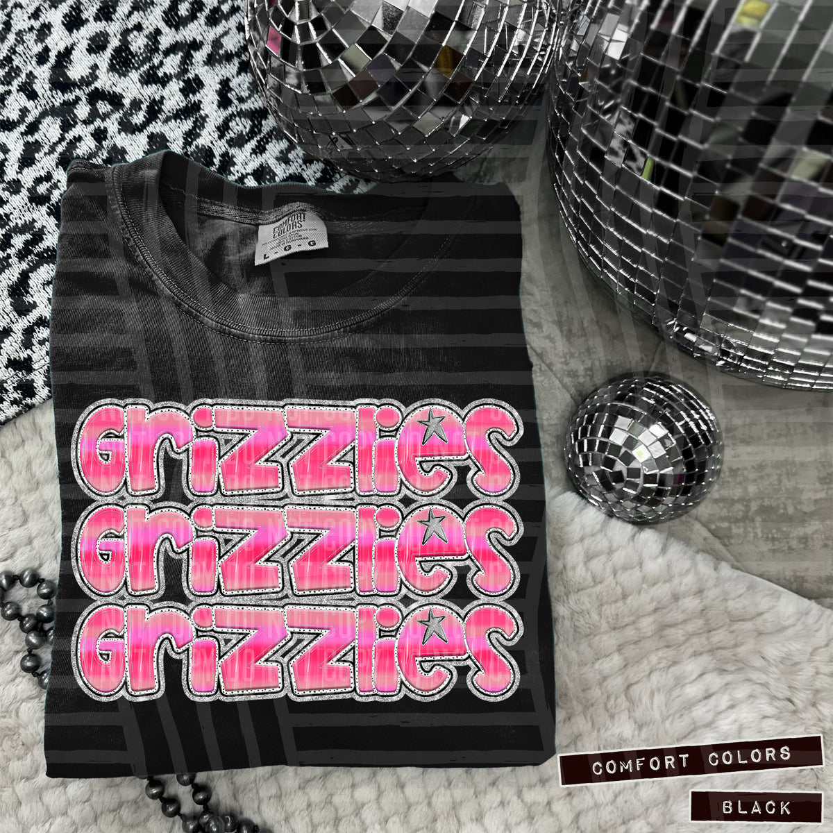 Grizzlies Pink Stacked (Caplinger) 101943 DTF transfer