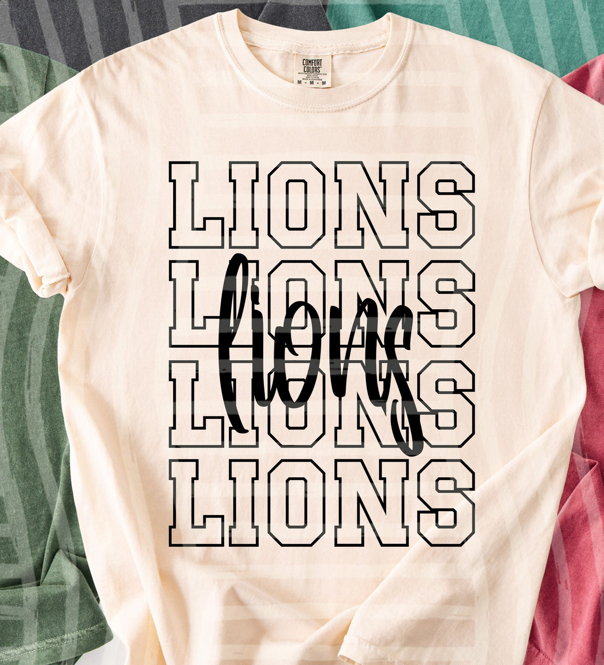 lions simple stacked outlines (Caplinger) DTF Transfer