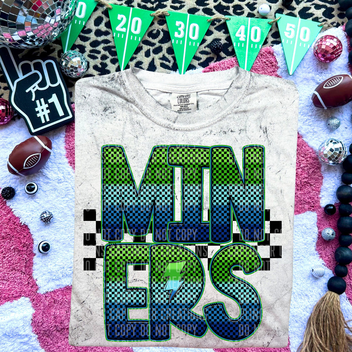 Miners Blue and Green Checkered (Caplinger) DTF transfer