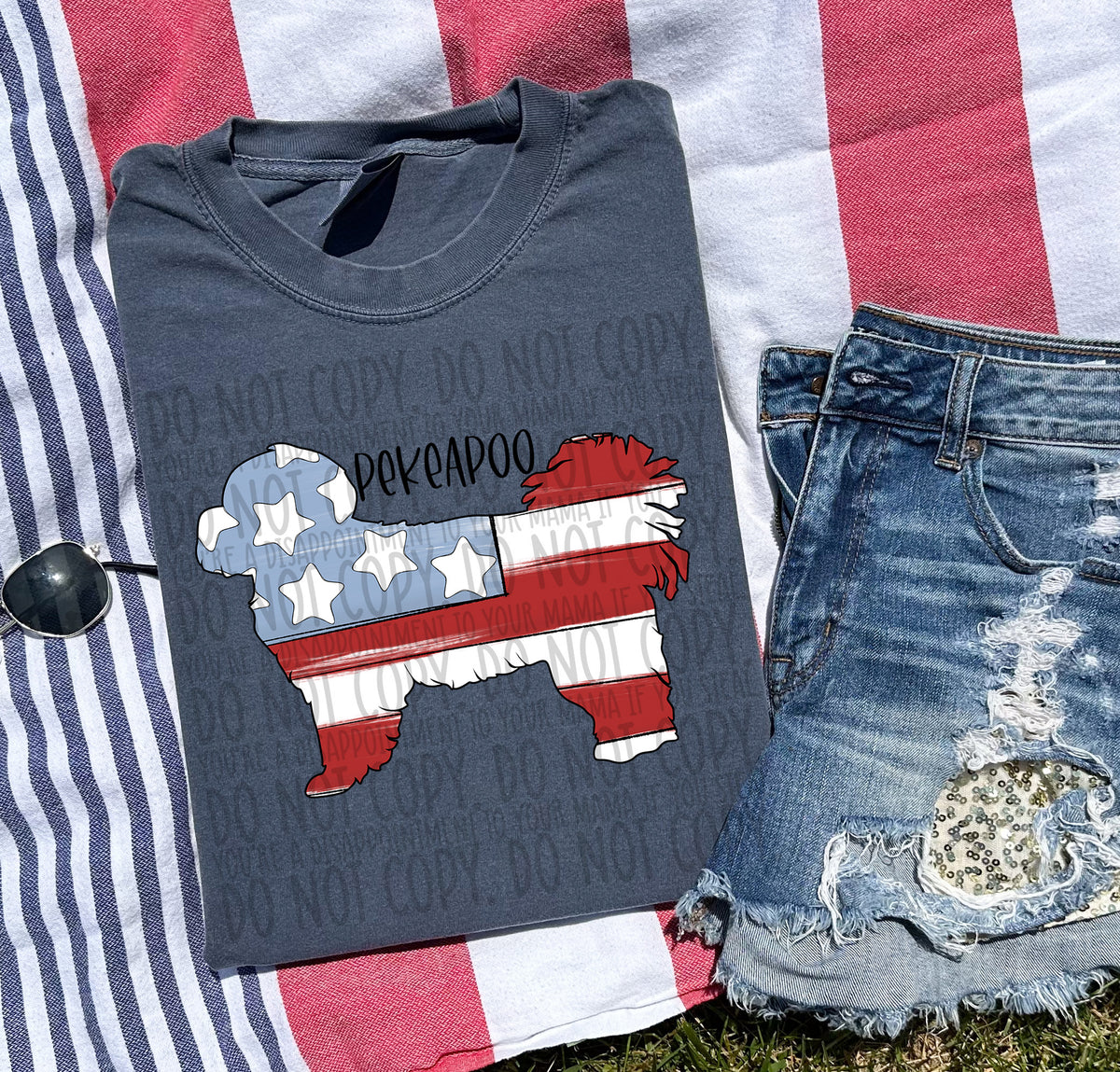 PEEKAPOO patriotic black font (SWD) DTF transfer