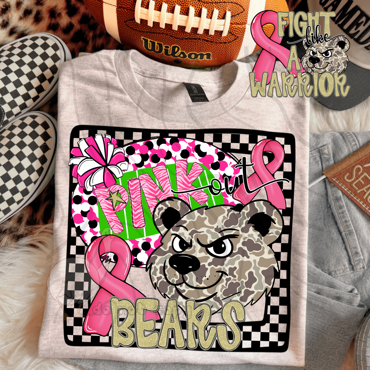 Bears pink out camo (DKD) DTF transfer