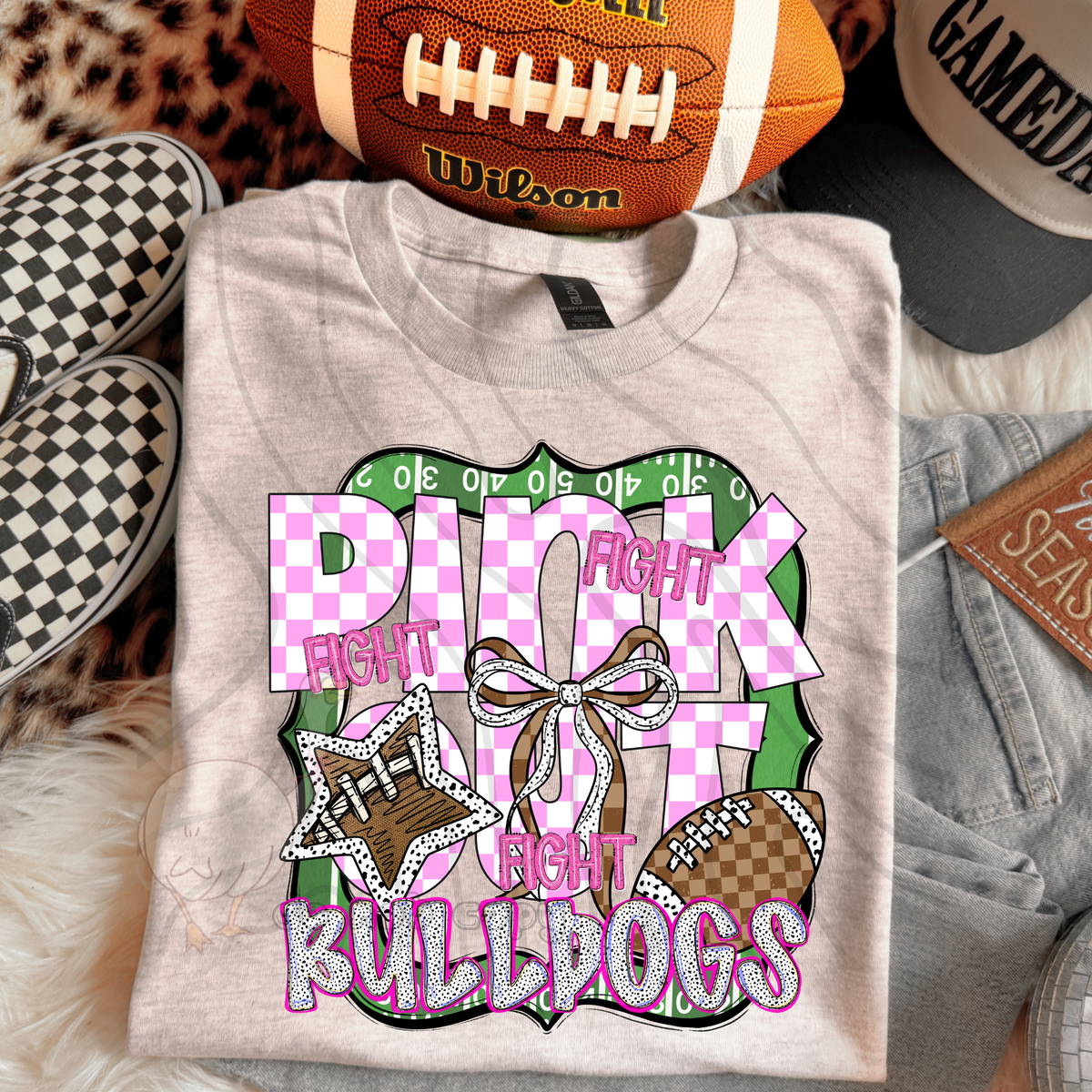 Bulldogs fight fight fight pink out (DKD) DTF transfer