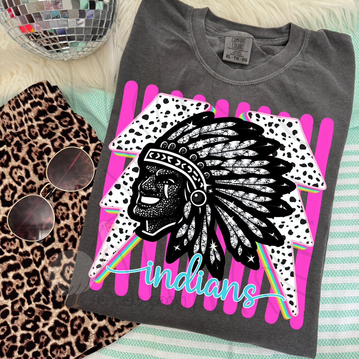 Indians Preppy Bling Mascot (DKDBK) DTF transfer
