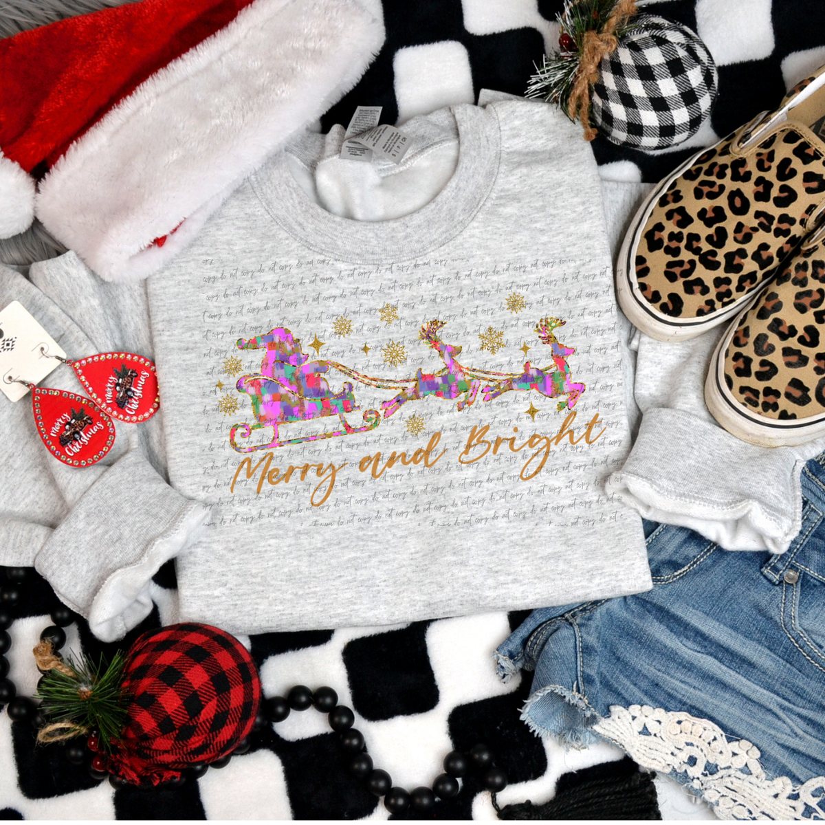 Merry And Bright (With Stars) 68538 DTF Transfer