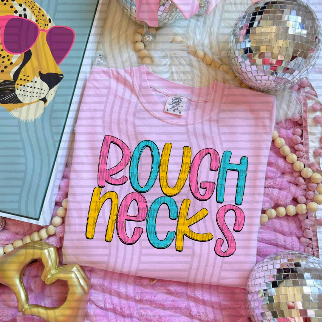 blue yellow and pink rough necks stacked (Caplinger) DTF Transfer