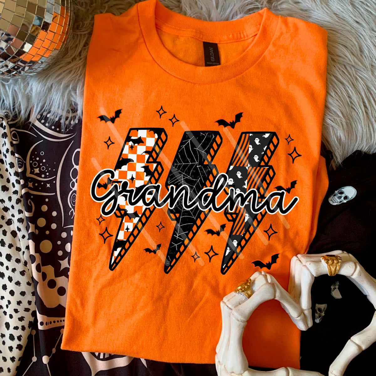 Grandma Spooky Lightning Bolts (MZ) 113536 DTF transfer