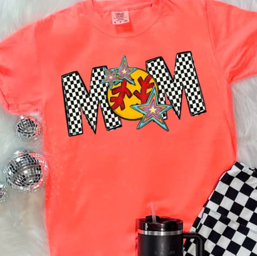 Mom checkered with softball (S&G) 87073 DTF transfer