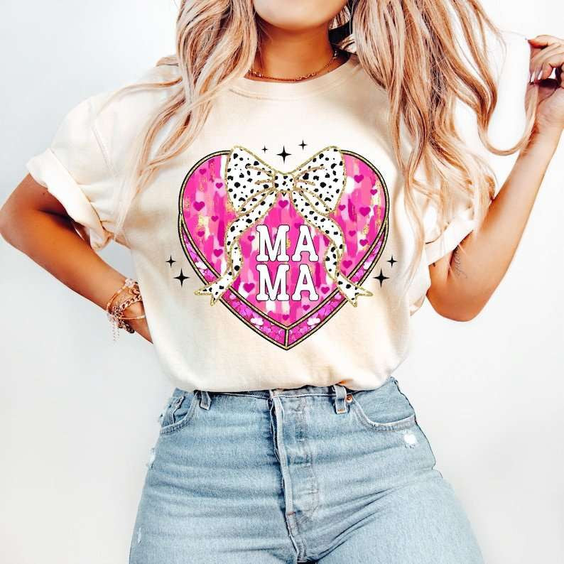Mama sequin heart 77716 DTF transfer