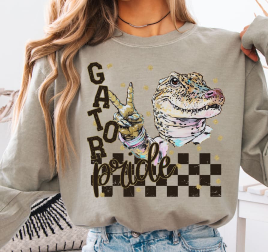 Gator Pride peace hand mascot (s&g) DTF transfer