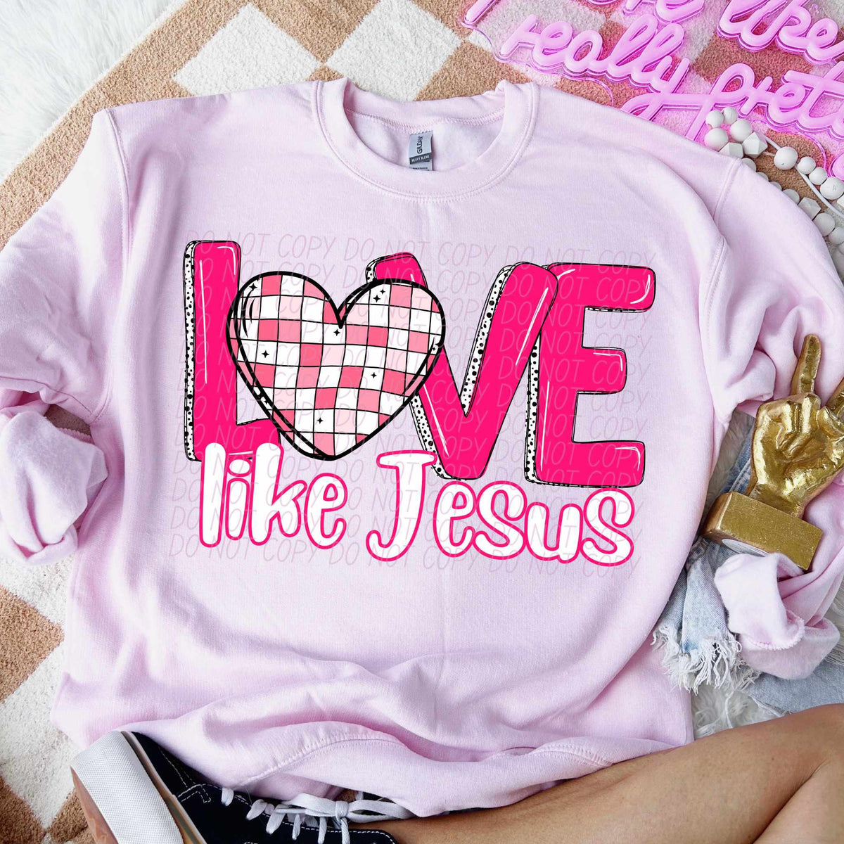 Love like Jesus checkered heart (CITY) 75755 DTF transfer